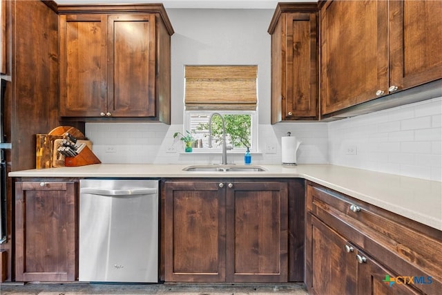 4130 Cripple Creek Dr, Temple, TX 76502 - kitchen with light countertops, dishwasher, decorative backsplash, and a sink