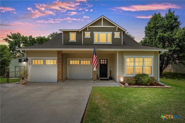 4130 Cripple Creek Dr, Temple, TX 76502 - craftsman inspired home featuring concrete driveway, a shingled roof, fence, a front yard, and a garage