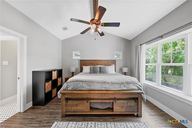 4130 Cripple Creek Dr, Temple, TX 76502 - bedroom with lofted ceiling, wood finished floors, visible vents, and baseboards