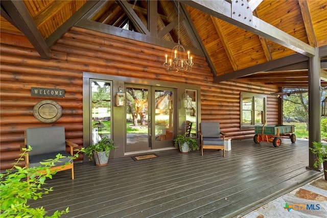 332 Westin Hls, New Braunfels, TX 78132 - sunroom featuring french doors and a chandelier