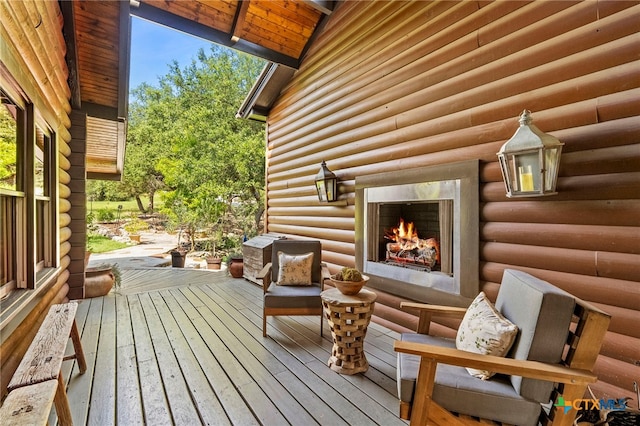 332 Westin Hls, New Braunfels, TX 78132 - wooden terrace with a fireplace