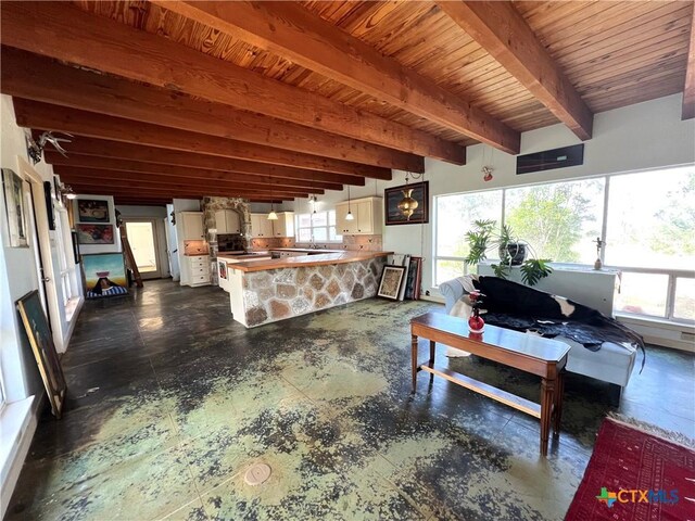 184 Guadalupe Hills Ln, Seguin, TX 78155 - living area with a wooden ceiling with exposed beams