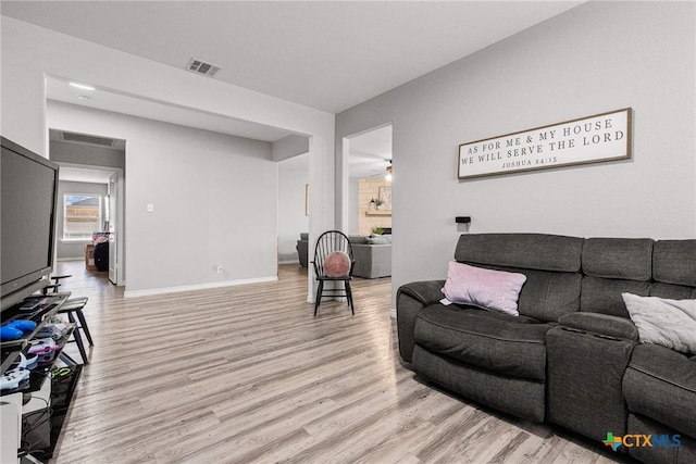 living room featuring light hardwood / wood-style floors