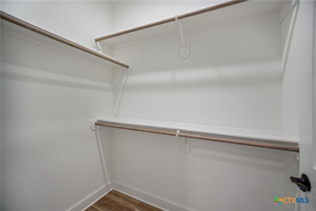 walk in closet with hardwood / wood-style floors