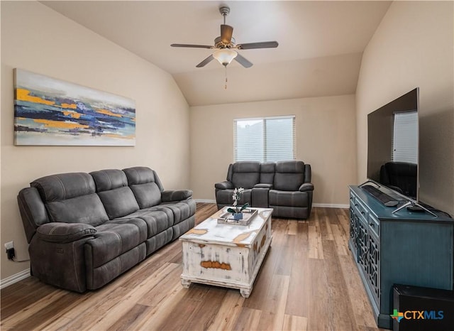 4208 Brookhaven Dr, Temple, TX 76504 - living area featuring wood finished floors, a ceiling fan, and lofted ceiling