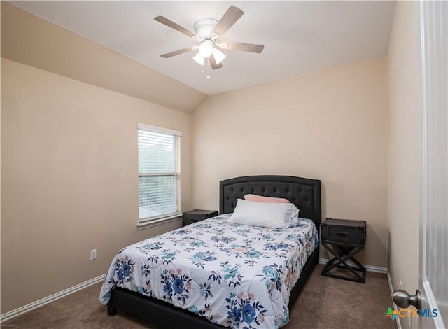 4208 Brookhaven Dr, Temple, TX 76504 - carpeted bedroom with vaulted ceiling and ceiling fan