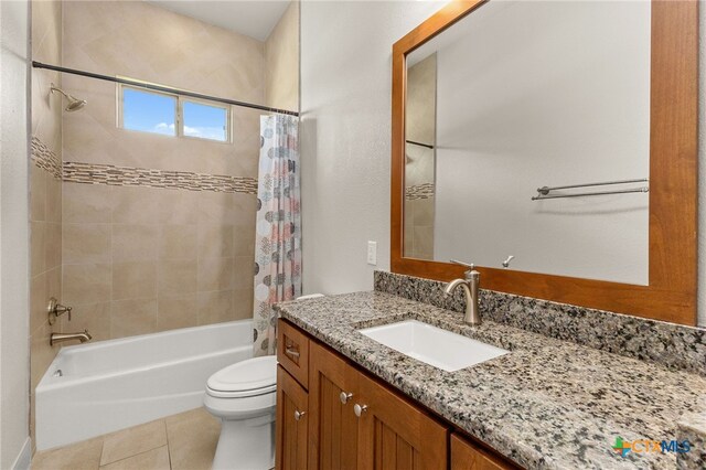 1607 Filtro, New Braunfels, TX 78132 - full bath featuring vanity, shower / tub combo with curtain, and tile patterned floors