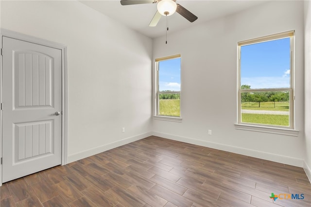 1607 Filtro, New Braunfels, TX 78132 - spare room featuring a ceiling fan and wood finished floors