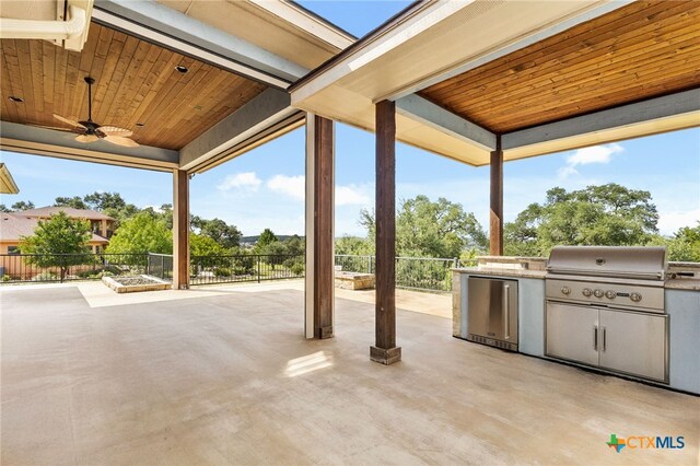1607 Filtro, New Braunfels, TX 78132 - view of patio / terrace with an outdoor kitchen and ceiling fan