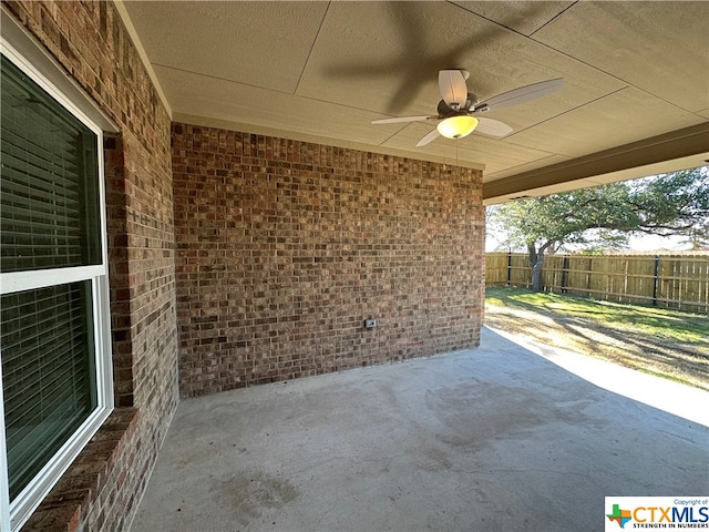 view of patio with ceiling fan