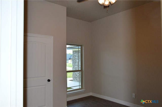 850 County Road 3152, Kempner, TX 76539 - empty room with ceiling fan and dark wood-type flooring