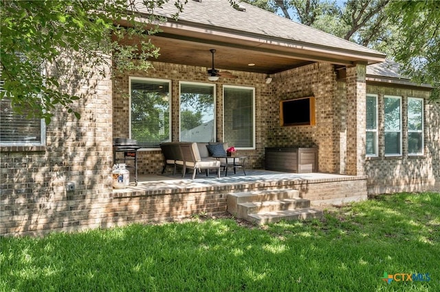 6319 Drexel Loop, Temple, TX 76502 - view of patio / terrace featuring ceiling fan and a grill