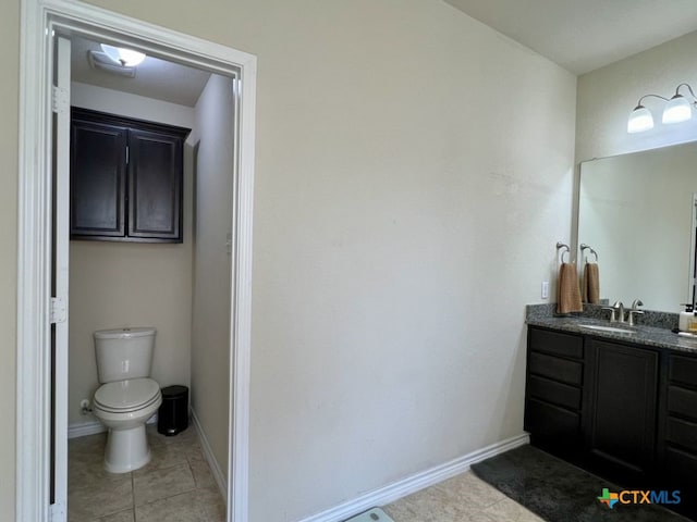 bathroom featuring tile patterned flooring, vanity, and toilet