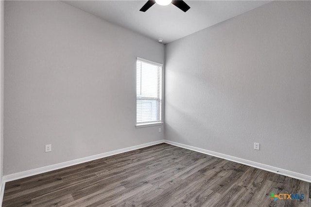 513 Foxbrook Way, Cibolo, TX 78108 - spare room featuring ceiling fan, dark wood-type flooring, and baseboards