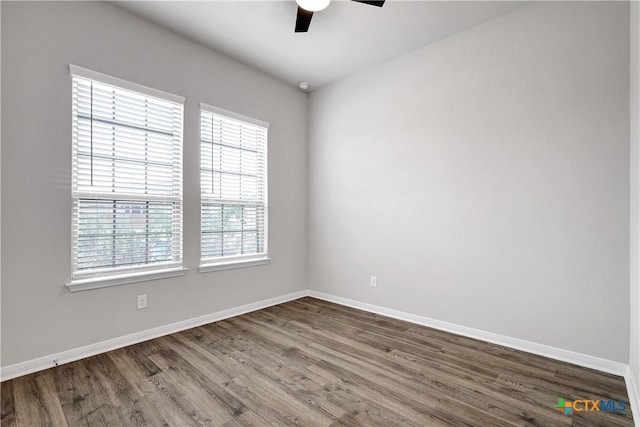 513 Foxbrook Way, Cibolo, TX 78108 - empty room featuring a ceiling fan, wood finished floors, and baseboards