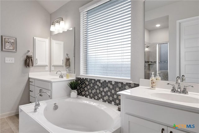 513 Foxbrook Way, Cibolo, TX 78108 - full bath with a bath, healthy amount of natural light, and vanity