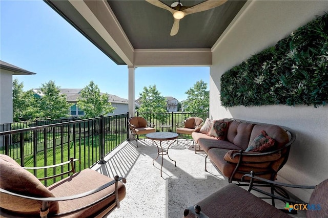105 Monterey Oak Trl, Georgetown, TX 78628 - view of patio with an outdoor living space and a ceiling fan