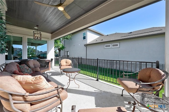 105 Monterey Oak Trl, Georgetown, TX 78628 - view of patio / terrace with an outdoor hangout area and a ceiling fan