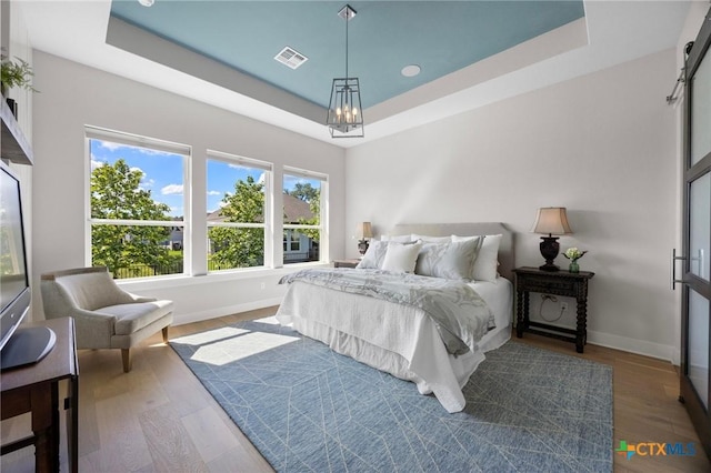 105 Monterey Oak Trl, Georgetown, TX 78628 - bedroom featuring baseboards, a tray ceiling, and multiple windows
