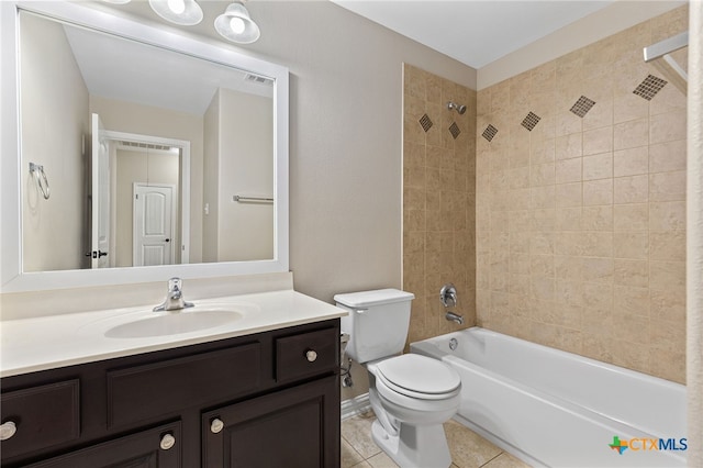 3312 Cortes Pl, Round Rock, TX 78665 - full bath with vanity, toilet,  shower combination, tile patterned floors, and baseboards