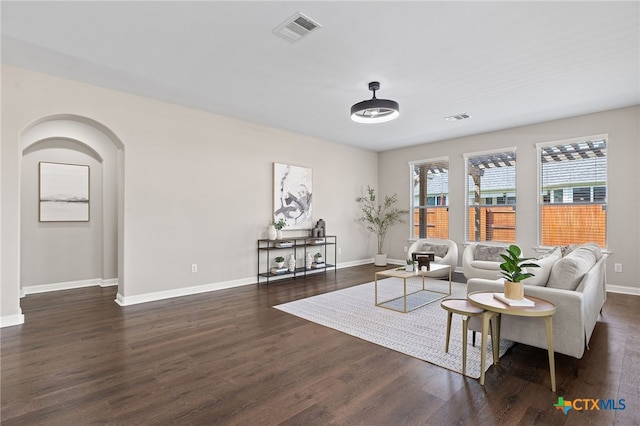 3312 Cortes Pl, Round Rock, TX 78665 - living room with dark wood finished floors and baseboards