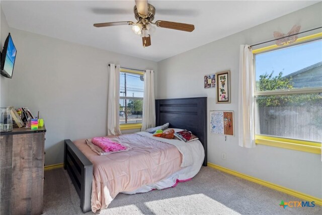 2308 Terrace Dr, Killeen, TX 76543 - carpeted bedroom featuring baseboards and a ceiling fan