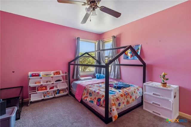 2308 Terrace Dr, Killeen, TX 76543 - bedroom featuring carpet, baseboards, and ceiling fan