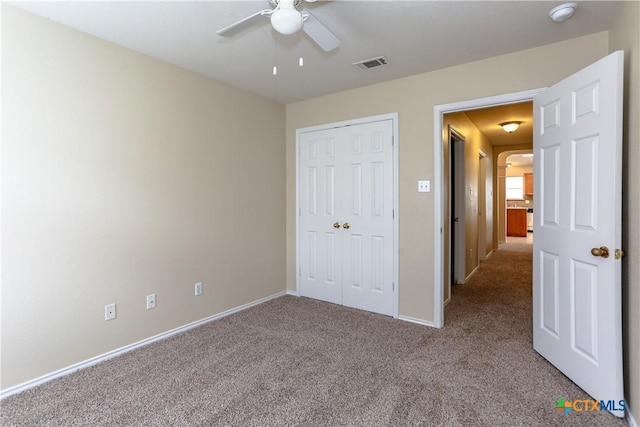 807 Mustang Trl, Harker Heights, TX 76548 - unfurnished bedroom featuring carpet, baseboards, a closet, and ceiling fan