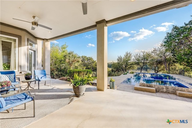 view of patio / terrace featuring ceiling fan