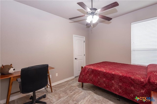602 Park Place Ln, Temple, TX 76504 - bedroom with a desk and a ceiling fan