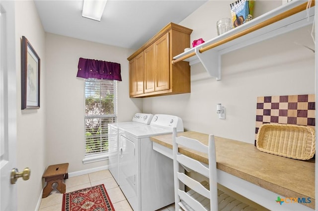 301 Deerchase, Victoria, TX 77901 - washroom with independent washer and dryer, cabinet space, light tile patterned floors, and baseboards