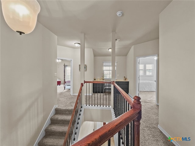 1306 Torino St, Harker Heights, TX 76548 - hall featuring carpet flooring, an upstairs landing, and baseboards