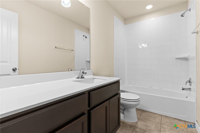 3411 Aubree Katherine Dr, Killeen, TX 76542 - bathroom featuring vanity, tile patterned floors, tub / shower combination, and recessed lighting