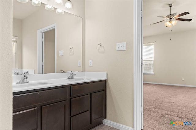 3411 Aubree Katherine Dr, Killeen, TX 76542 - bathroom with double vanity and ceiling fan