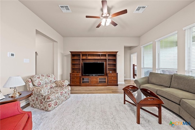 7109 Hammermill Ln, Temple, TX 76502 - living area featuring ceiling fan and light wood-type flooring