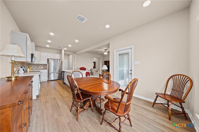 7109 Hammermill Ln, Temple, TX 76502 - dining room featuring recessed lighting, light wood finished floors, and a ceiling fan