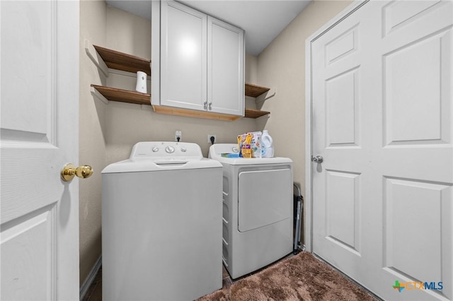 2903 Curtis Dr, Copperas Cove, TX 76522 - laundry room with washing machine and dryer, cabinet space, and dark carpet