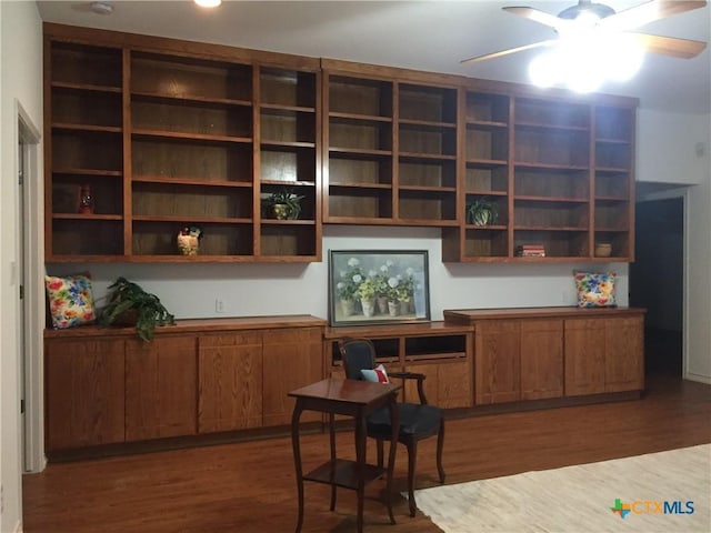 home office featuring dark wood-type flooring