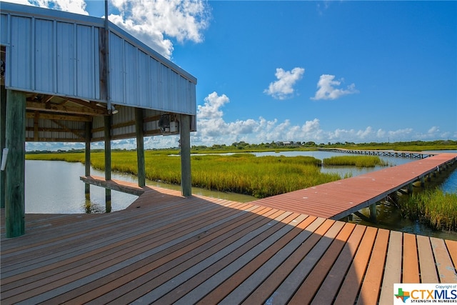 view of dock featuring a water view