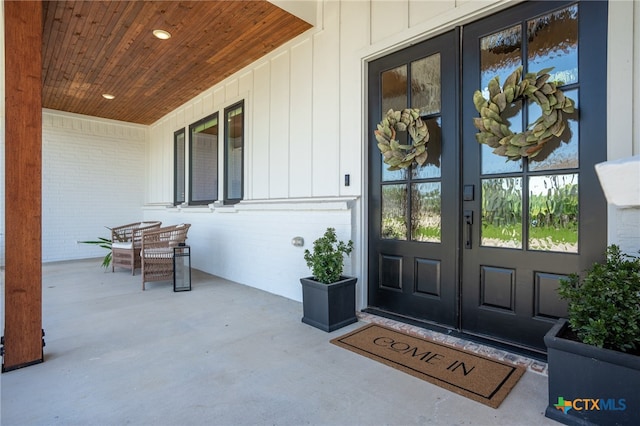 doorway to property with french doors