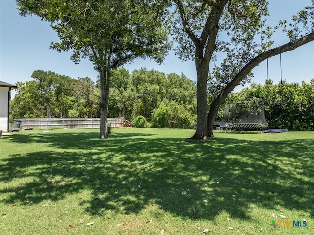 view of yard featuring a trampoline