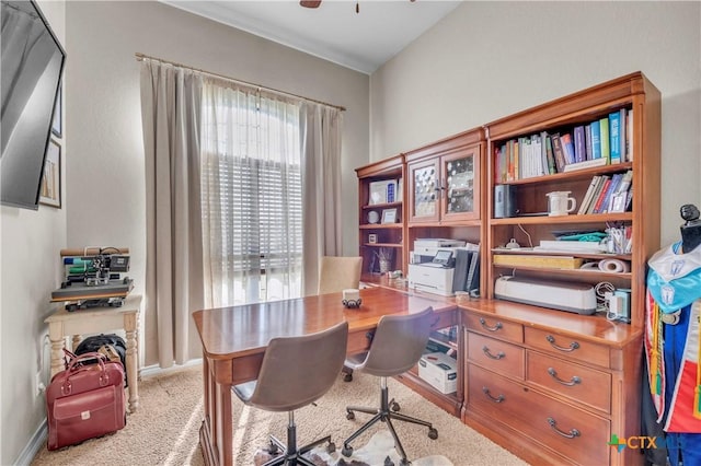 office featuring carpet floors and baseboards