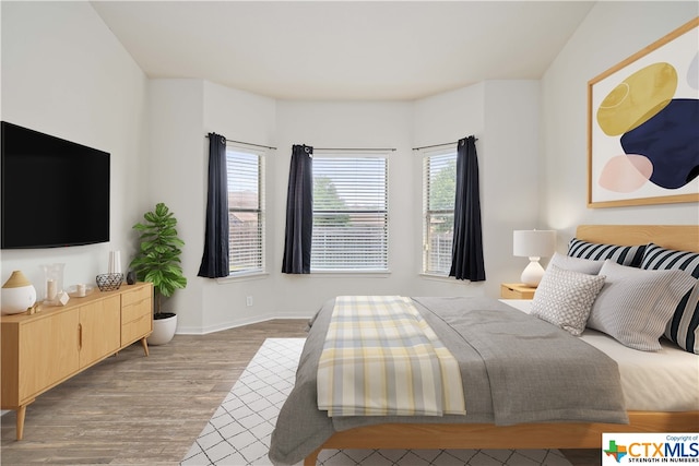 bedroom with hardwood / wood-style flooring