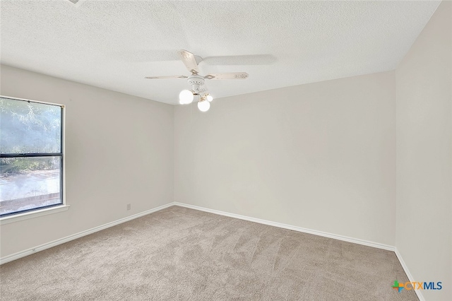 spare room with carpet flooring, a textured ceiling, and a healthy amount of sunlight