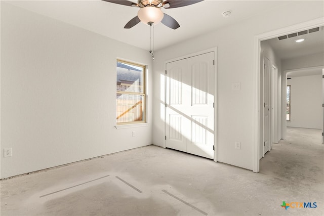 spare room featuring ceiling fan