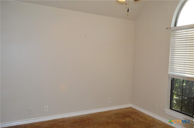 391 County Road 3150, Kempner, TX 76539 - empty room with ceiling fan, carpet flooring, and vaulted ceiling