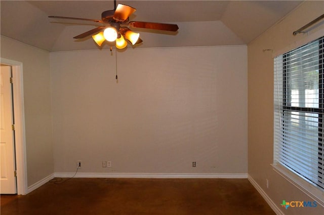 391 County Road 3150, Kempner, TX 76539 - spare room featuring vaulted ceiling, ceiling fan, and healthy amount of natural light