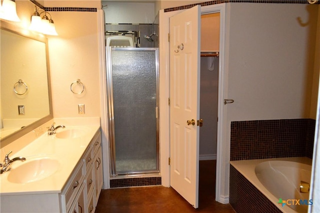 391 County Road 3150, Kempner, TX 76539 - full bathroom with a shower stall, double vanity, and a bath