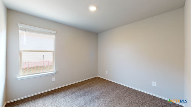 unfurnished room featuring carpet