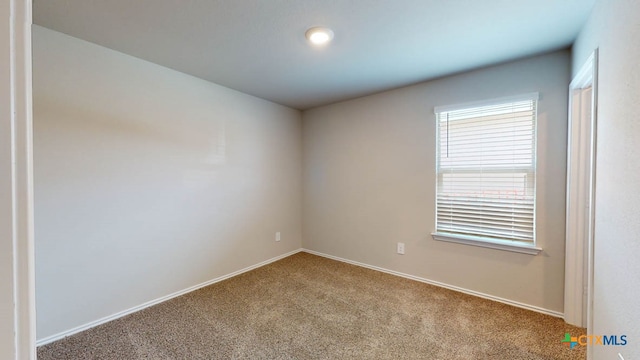 unfurnished room with light carpet